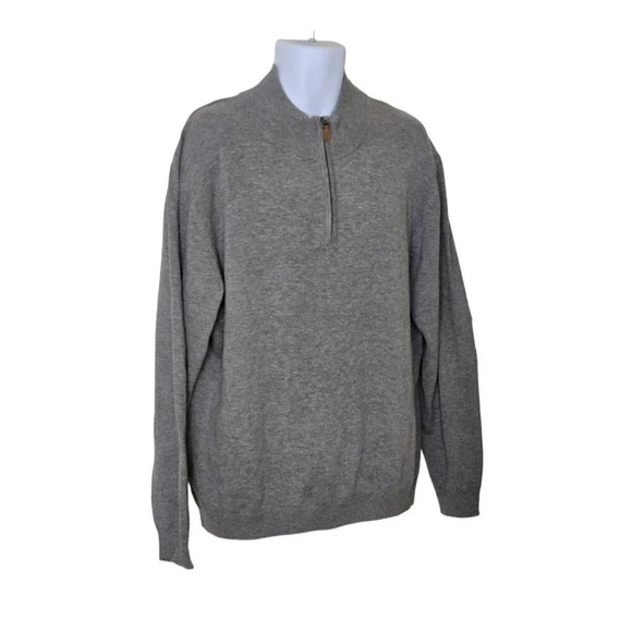 Roundtree & Yorke Men's Sweater grey Pullover Knit 1/4 Zip Mock Neck size XL - Picture 7 of 7